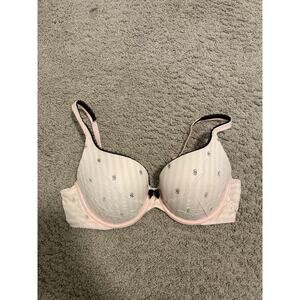 victorias secret pink and black stripe push up bra